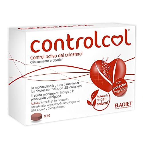 Complemento Alimenticio Controlcol - 60 Comprimidos - Elaborado A Base De Levadura Roja De Arroz - Mejora La Salud Cardiovascular - Contribuye A La Protección Del Hígado Y Sus Funciones - Eladiet