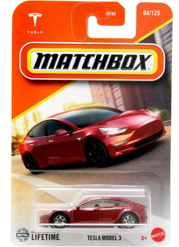 Matchbox Tesla Model 3 1:64 Escala Rojo miniatura 1