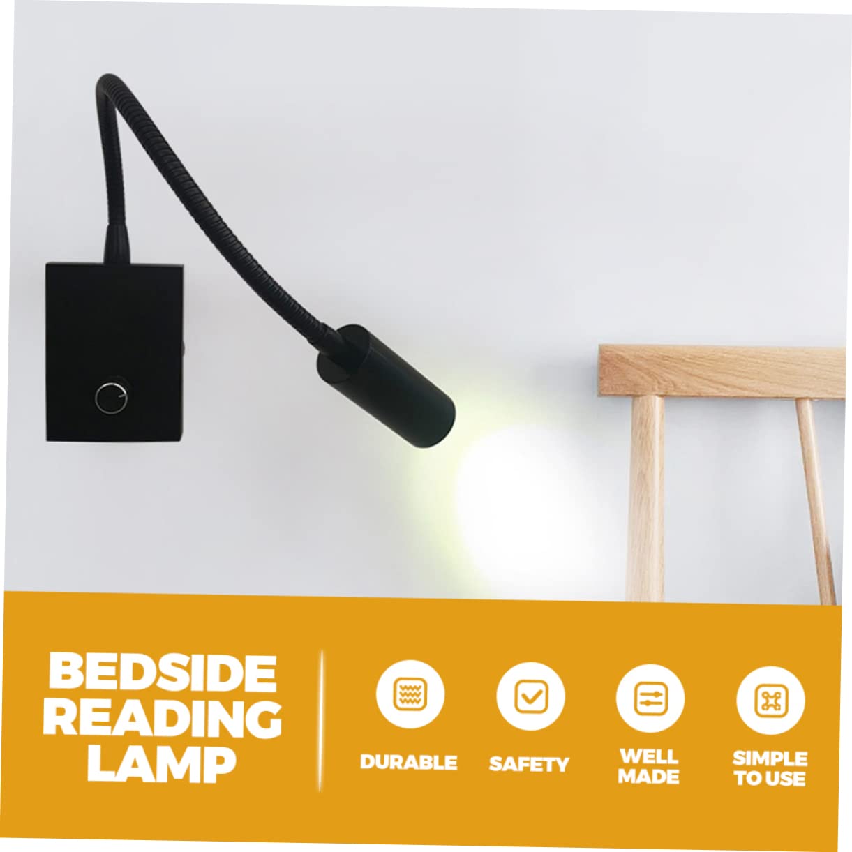 balacoo Led Night Stand Light Flexible Hose Reading Lamp for Bedroom Study Lamp Soft Light