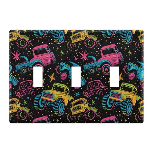 Light Switch Cover Monster Truck Car Wall Plates for Electrical Outlets 3 Gang 202b5763