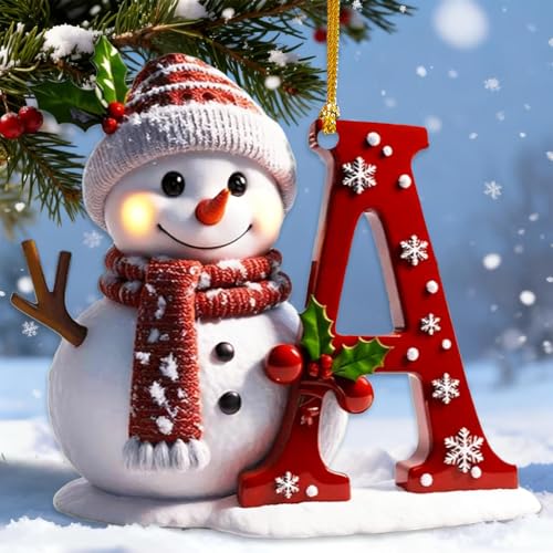 Snowman Christmas Ornaments,Personalized Letter...
