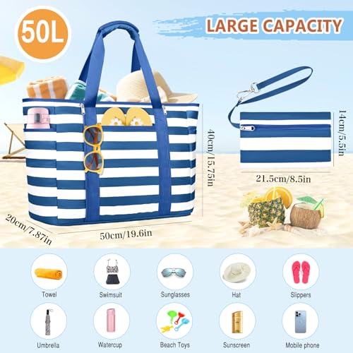 Image of Extra Large Beach Bags for Women Waterproof Sandproof Beach Tote Bag