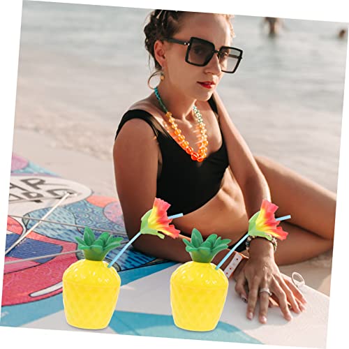 NOLITOY 3 Conjuntos De Praia Do Havaí Com Tampas De Aniversário De Abacaxi Tropical Favor Decoração