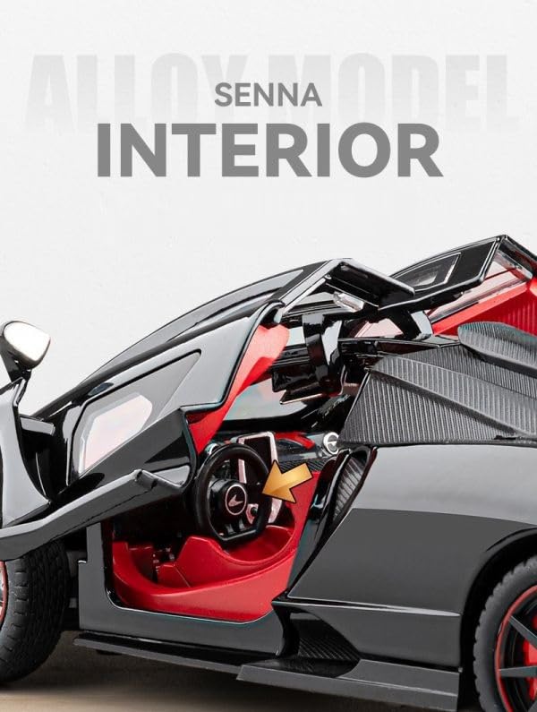 Image of Compatible for 1:24 Mclaren Senna Toy Car Model, Diecast Collectible Pull Back Model Car with Sound and Light, Toy Gift Vehicles for Adults Kids Boys Girls【Black】