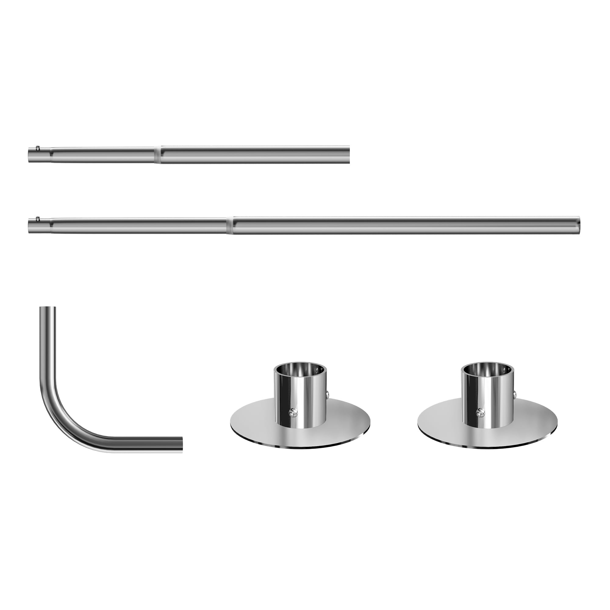 Onpira® Eck-Duschvorhangstange Teleskop L-Form 90–180 cm – Edelstahl, selbstklebend oder schraubbar – Ohne Bohren – In Silber, Schwarz, Weiß – 12 Varianten wählbar (Selbstklebend Edelstahl, 90x180cm)