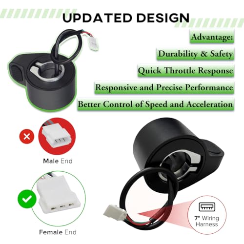 Image of GXL V2 Thumb Throttle Accelerator for Gotrax Electric Scooter Apex LE XL Pro 2 Wheels Vehicle Accelerator Speed Control Replacement for Gotrax E-Scooter Controller Parts with 3 Pin Female Connector