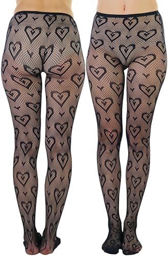 Image of ToBeInStyle Women's Valentine Day Themed Opaque Sheer Pantyhose w /Heart Love