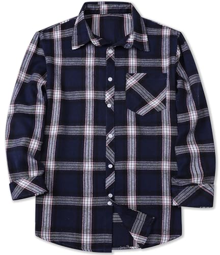 Image of Betusline Boy and Men Button Down Plaid Shirt | Soft,Breathable and Comfortable Fabric