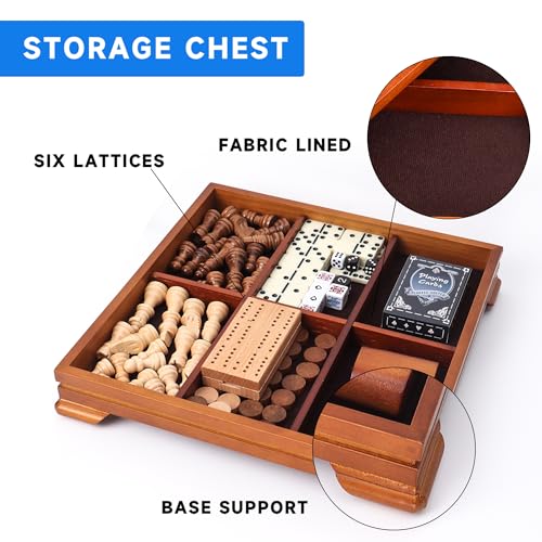 Juego de mesa Deluxe 7-en-1 set de madera miniatura 4