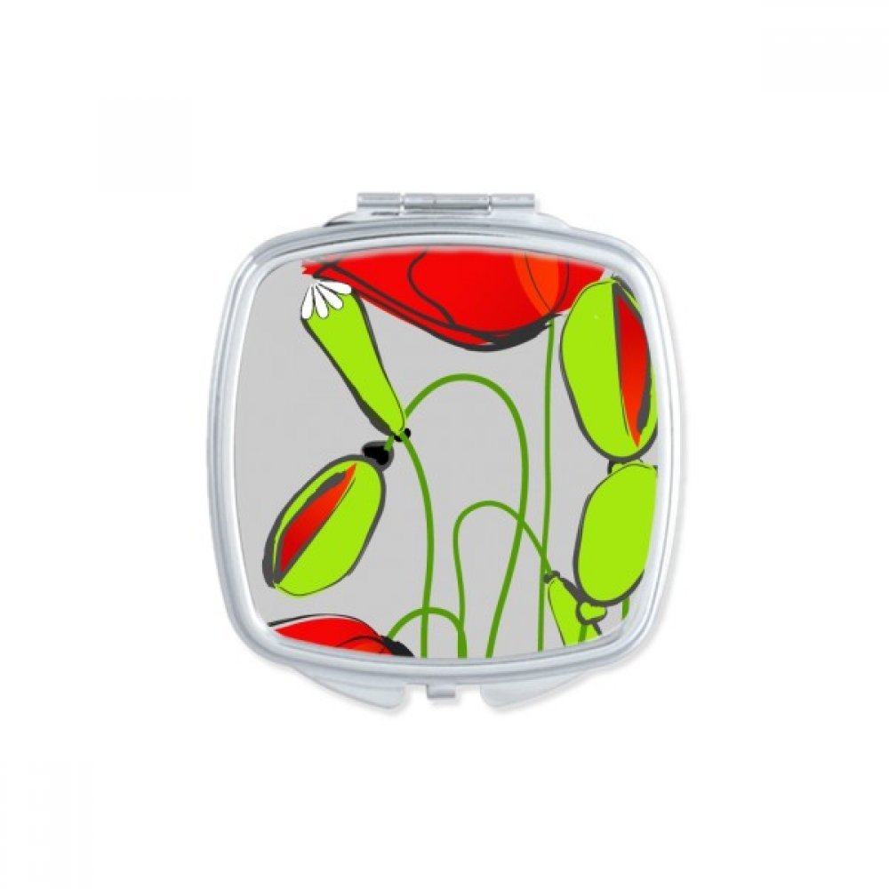 Miroir compact fleurs rouges pour retouches maquillage au quotidien