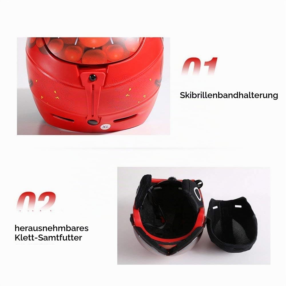 2-in-1-Visier Ski Snowboardhelm Abnehmbare Schneemaske Anti-Fog Anti-UV-Schutzbrille Integriertes Schutzschild Geringes Gewicht Erwachsene Männer/Frauen 5 Farben Optional (M/L/XL)
