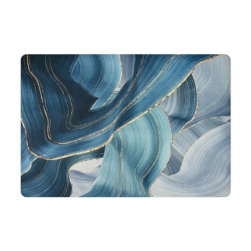 Image of Kuber Industries Bathmat | Diatom Mud Rectangular Mat | Anti Skid Door Mat | Super Absorbent Bath Mat | Rubber Floor Mat for Home | Quick-Drying Non-Slip Floor Mat | HY041 | Blue