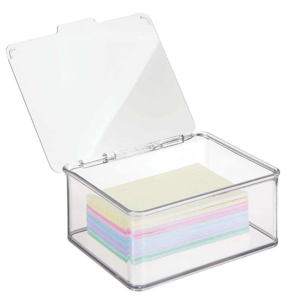 mDesign 8er-Set Schreibtisch Organizer – stapelbarer Büro Organizer aus BPA-freiem Kunststoff – kleine Aufbewahrungsbox mit Klappdeckel für Stifte, Radiergummi und anderes Bürozubehör – durchsichtig