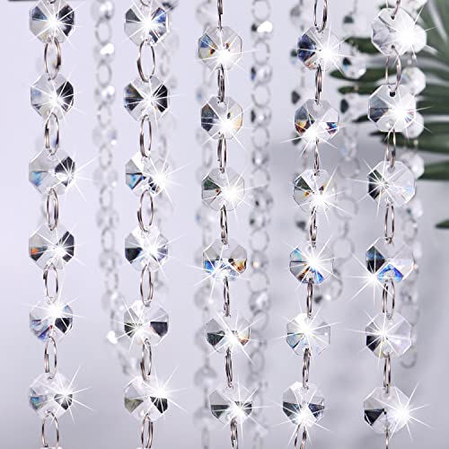 16.5 Feet Hanging Clear 14mm Daimond Acrylic Crystal Garland for Manzanita Tree Centerpiece Chandelier Bead Lamp Chain Christmas/Wedding Party Decoration and DIY Craft Jewelry Decoration