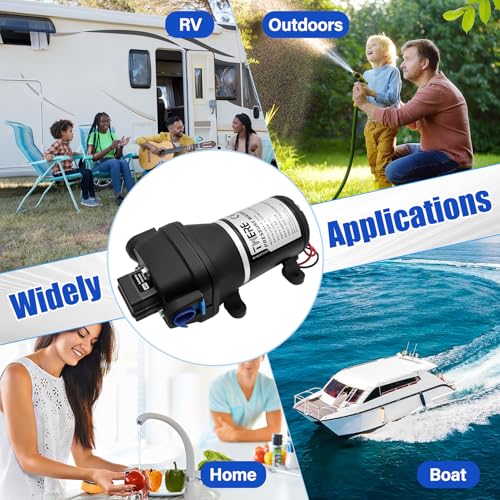 Image of 04406-143A RV Water System Pump,12 Volt DC 3.2 GPM 45 PSI Triplex Diaphragm Automatic Water Pump For Boats and RV Deliver Water