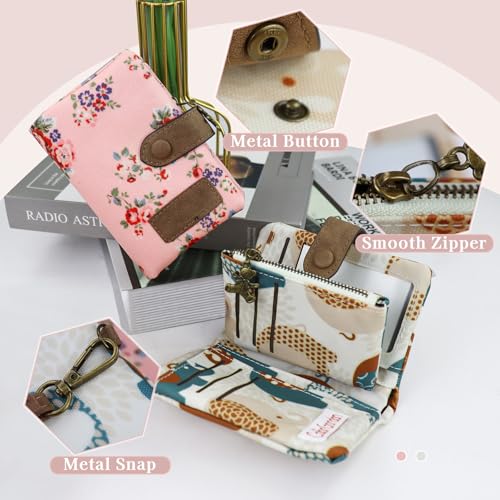 Cute Wallet, Women's Wallets with Detachable Wrist Strap, 11 Card Slot Small Wallets Woman Portable Travel Wallet with 2 Zipper Coin Pocket for Ladies (elephant, White)3