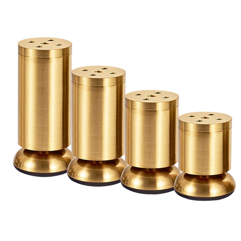ACXZ Antique Metal Furniture Legs in Brushed Gold and Bronze 3/4/5/6inch, Vintage Round Adjustable Sofa Legs, Replacement Support Feet for Couch, Cabinets, Set of 4
