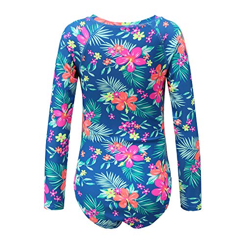 HowJoJo Big Girls One Piece Swimsuits Long Sleeve Rash Guard Shirt Zipper Front Bathing Suits for Girls Size 16/7-162