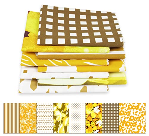 Tissu quilting pre-cut Soimoi : 8 coupons de coton marron et jaune