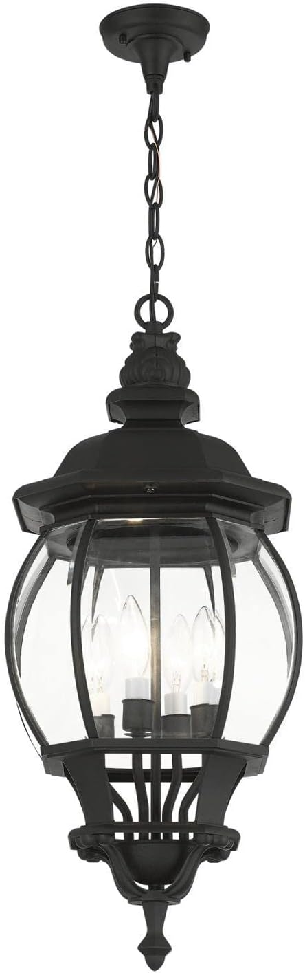 Livex Lighting 7705-14 Frontenac 4-Light Outdoor Hanging Light, 26.5" x 10.25", Black