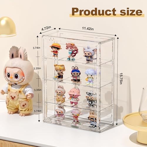 Image of BOHOIDEE 4 Tiers Clear Display Case for Figures, Acrylic Storage Organizers