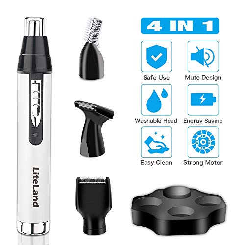 Nose and Ear Hair Trimmer for Men-Professional USB Rechargeable Nasal/Eyebrow/Beard Hair Trimmers Clippers Vacuum Cleaning System for Women,4 in 1 for Easy Use
