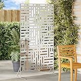 Gecheer Sichtschutz Grau Stahl, Balkonfächer klappbar Sichtschutz Windschutz für Balkon Terrasse...