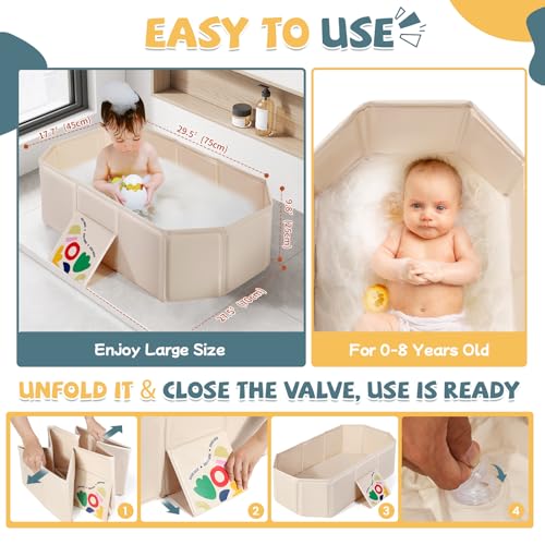 Baignoire pliable bébé Orzbow stable avec triangle d'appui et gain de place - 3