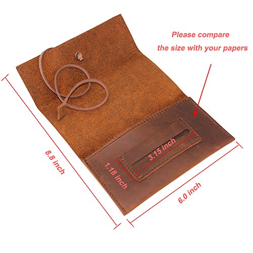 Boshiho Genuine Leather Roll Up Tobacco Pouch With Rolling Tip Paper Holder Slot (Brown (S)) #TOP5