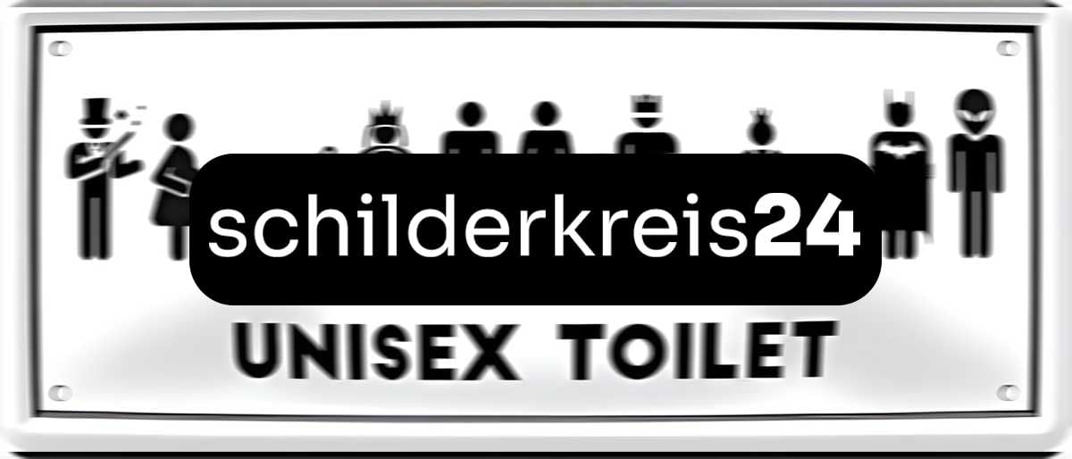 Blechschilder Funny Unisex Toilet Metal Sign Retro Style White 28