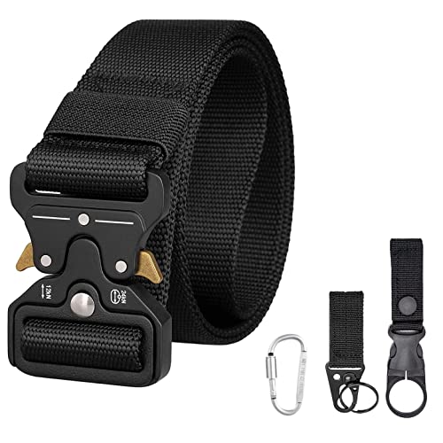 Cinturone Softair In Cordura Nero KR027B | Cintura Tattica Con Sgancio Rapido E Passanti In Metallo | Regolabile Fino A 120 Cm