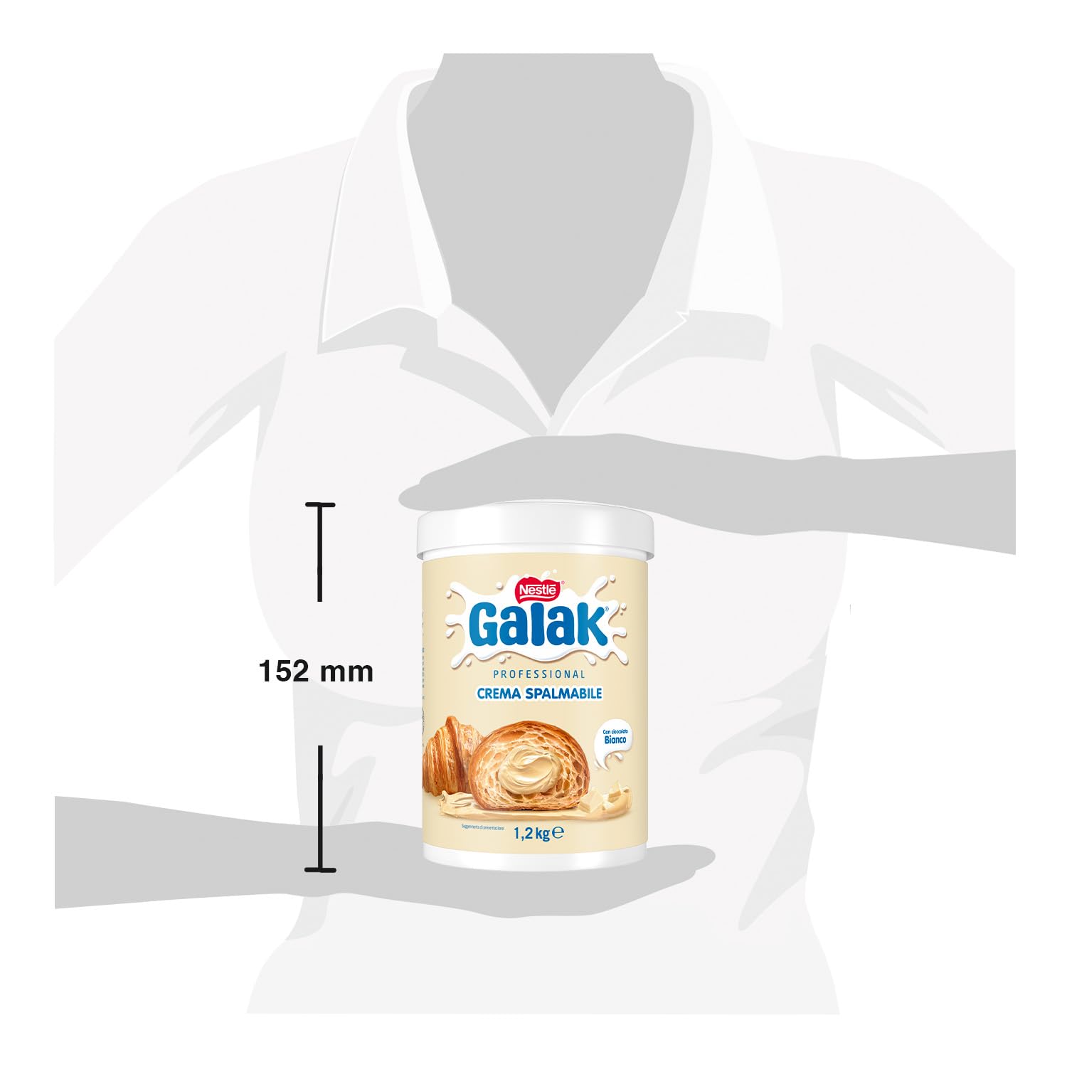 GALAK Profesional Crema Chocolate Blanco Cubo 1,2 kg | Crema para untar de chocolate blanco, ideal como ingrediente para la elaboración de dulces, rellenos y guarniciones