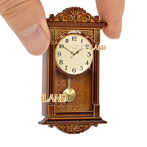 Iland Vintage Dollhouse Furniture And Accessories For Dollhouse Living Room Incl Miniature Sofa & Table & Bookshelf & Chair & Rug & Grandfather Wall Clock (Classic 6Pcs) #TOP4