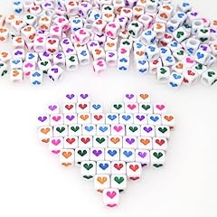 Colorful Heart on White Beads