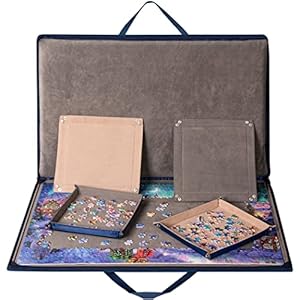 Lavievert 1000 Pieces Jigsaw Puzzle Board with Padded Cover, Portable Puzzle Case with 4 Sorting Trays, Puzzle Caddy Puzzle Storage Saver with Non-Slip Surface for Adults and Kids