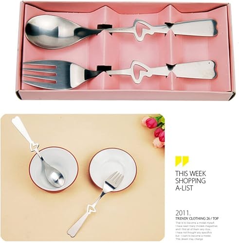 Miniatura 5 de Juego de cubiertos de acero inoxidable con forma de corazón hueco, cuchara, tenedor, cubiertos, cubiertos, cubiertos, cubiertos, estilo aleatorio