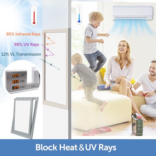 HIDBEA Frosted Window Privacy Film - Non Adhesive Static Cling Glass Stickers Sun UV Blocking Heat Control Door Covering Decals for Home Office, 35.4 x 78.7 Inch by HIDBEA - Image 4