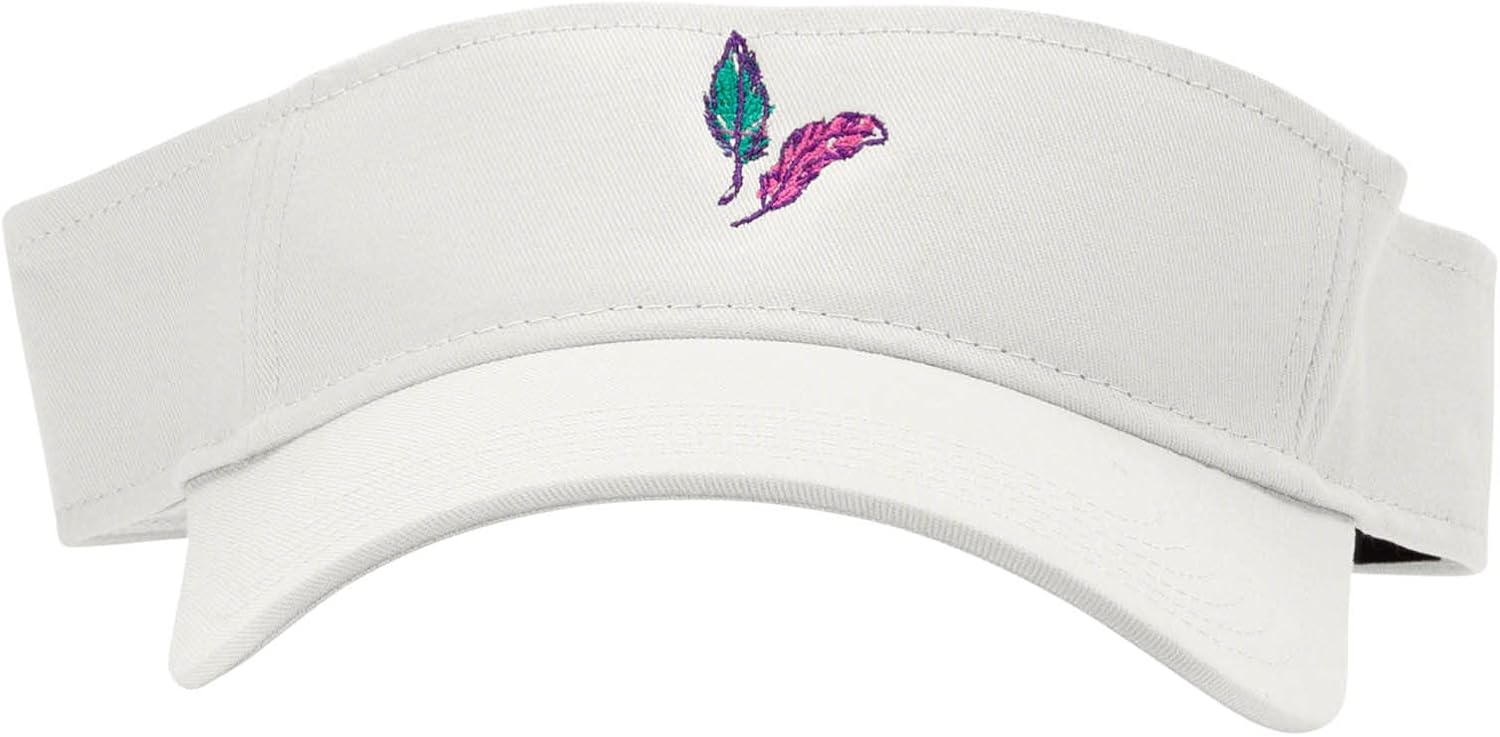 Mardi Feathers Embroidered Cotton Twill Sun Visor