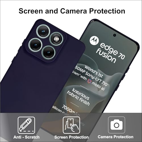 Image of SBMS Silicone Back Cover Case for Motorola Moto Edge 70 Fusion 5G | Soft Micro-Fibre Lining Inside | Camera Protection Bump | Shockproof Back Cover Case for Moto Edge 70 Fusion (Candy Cloth Blue)