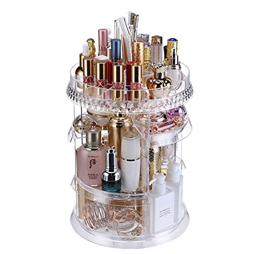 MISERWE Makeup Organizer 360 Degree Rotation 7 Layers Adjustable Storage Different Kinds of Cosmetics Multi-Function Large Capacity Makeup Storage Organizer Great for Bathroom Dresser Vanity