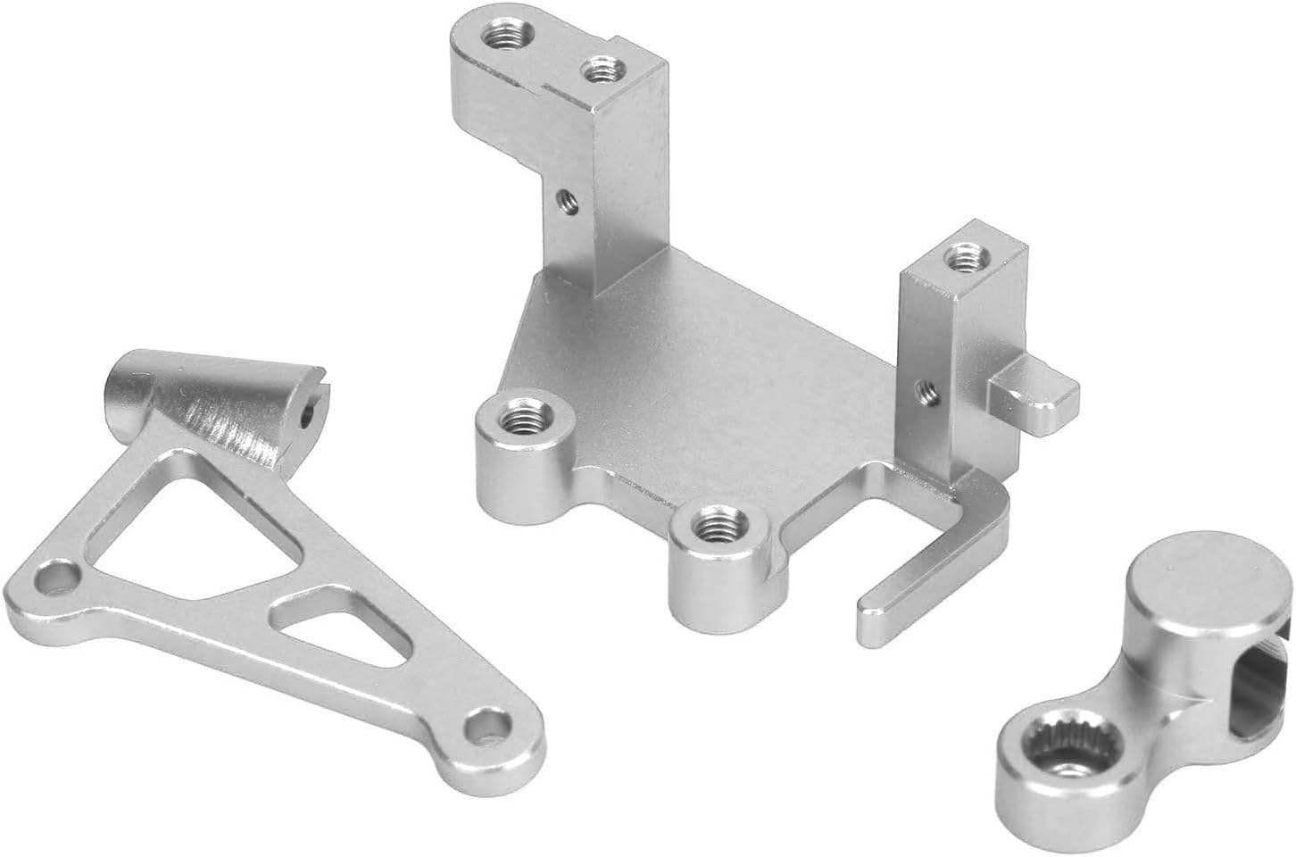 CCYLEZ RC Steering Servo Set, High Strength Aluminum Alloy RC Steering Gear Bracket Arm Set Replacement Professional for RC Electric Motorcycle (Silver)