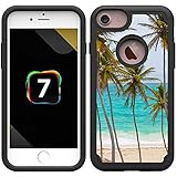 Corpcase - Hybrid Case for iPhone 7 / iPhone 8 -Tropical Palm Tree on Beach / Unique Case With Great Protection