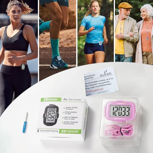AVTREK Präziser 3D-Schrittzähler Mini-Schrittzähler für Walking oder Laufen im Freien Wanderaktivitäten