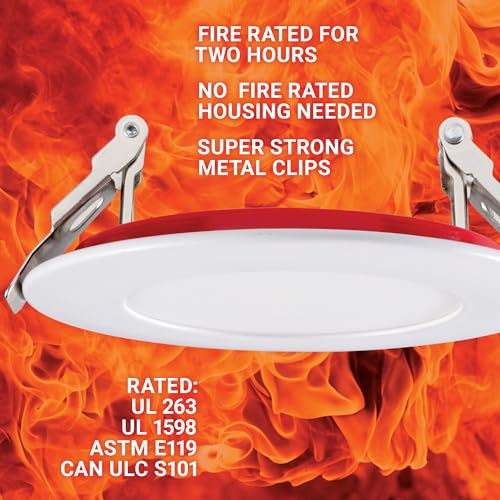 PARMIDA (12 Pack) 4 Inch 2HR Fire Rated LED Recessed Light, ETL, 5 Color Selectable 2700/3000/3500/4000/5000K, 9W Dimmable Ultrathin Canless Wafer Slim Panel Downlight, Wet/IC Rated, No Tenmat Needed by Parmida LED Technologies - Image 3