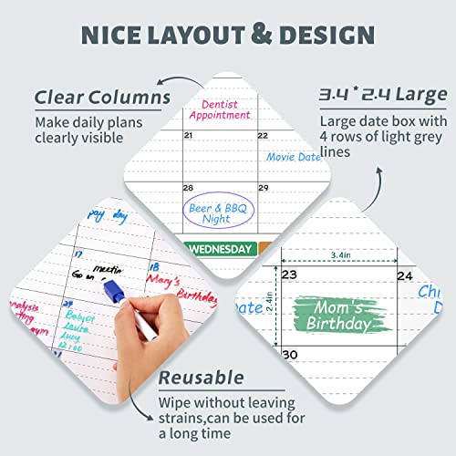 Large Dry Erase Calendar for Wall - Undated 3 Month Wall Calendar, 28\" x 40\"(Vertical), Dry Erase Calendar for Wall with 8 Stickers - Colorful - Thumbnail 5