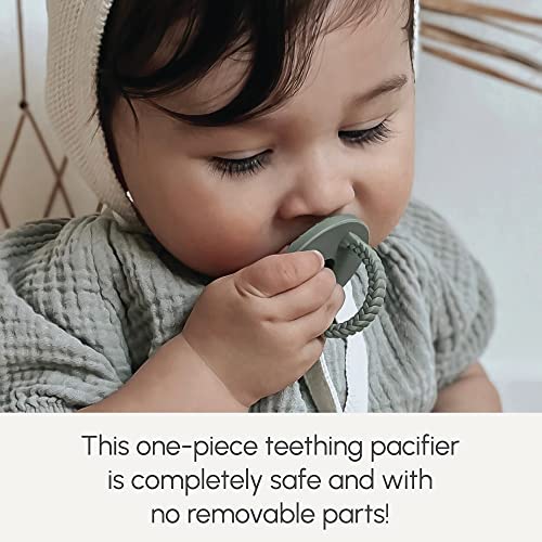 Soothipop (2 Pack) 3 Month+ Silicone Pacifier Shaped Baby Teething Toy - Freezable & Chewable Baby Teether - Soft, Textured Surfaces Massage & Soothe Infant Sore Gums - Honeycomb (Space Gray & Mint) #TOP3