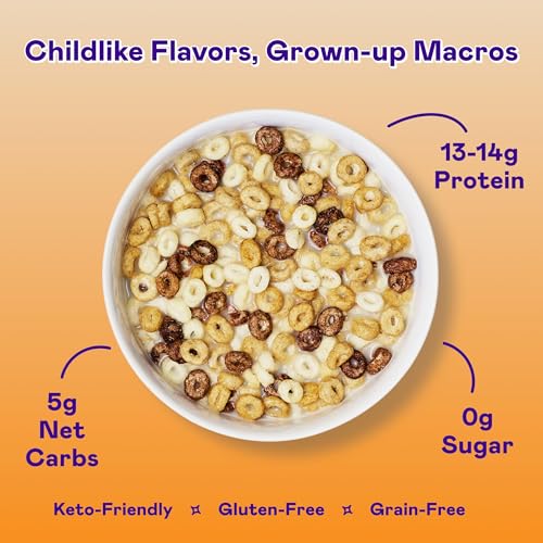Image of Magic Spoon Cereal - High Protein Cereals - Sugar Free Snacks & Breakfast Food - Grain & Gluten Free Cereal - Healthy Snacks - Low Carb & Keto Friendly - 4 Pack: 2 Smores & 2 Chocolate Chip Cookie
