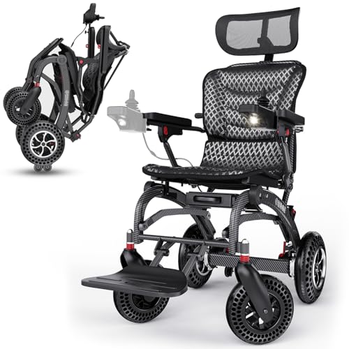 Easwe Lightweight Electric Wheelchair for Adults/Seniors, Foldable & 145° Recliner