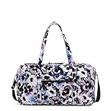 Vera Bradley Women's Cotton Large Duffel Travel Bag, Plum Pansies - Recycled Cotton, One Size US