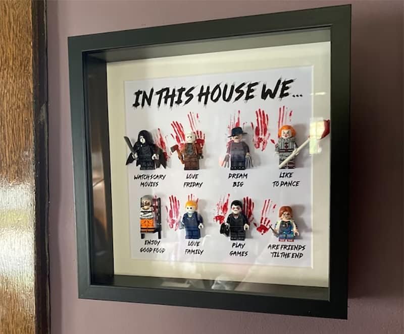 Miniatura 4 de in This House We Marco de regalo de terror, marco de regalo personalizado de terror de madera, póster de marco de terror de 9.8 x 9.8 pulgadas,